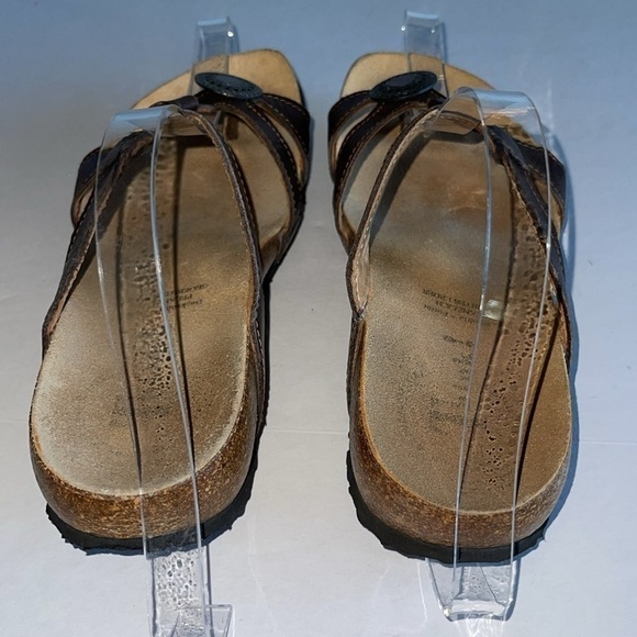 Think! Julia Brown Leather And Cork Cross Strap Sandals - Picture 5 of 10